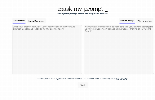 startuptile Anonymize prompt before sending it to ChatGPT-