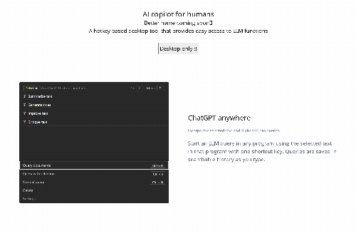 startuptile Non application specific, desktop wide LLM Copilot-