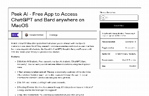 startuptile Built a free macOS menu bar app for ChatGPT, Bard, Perplexity AI-