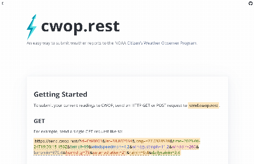 startuptile Cwop.rest – An easy way to submit weather station reports to NOAA CWOP-