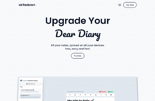 startuptile Writedown - Open Source Markdown Diary-