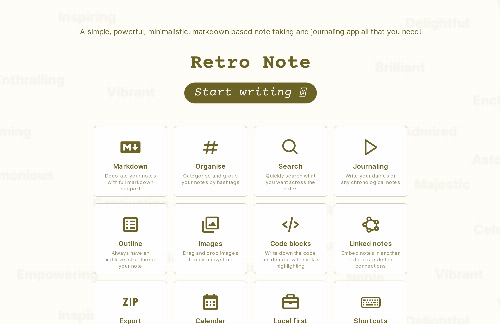 startuptile Retro Note-A web based note taking and journaling app