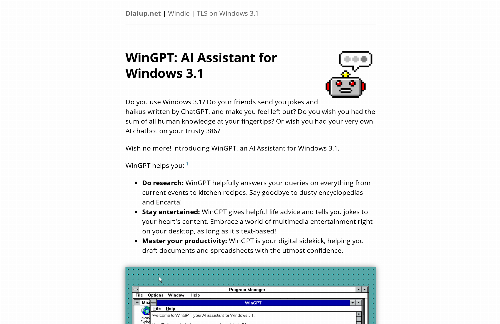 startuptile WinGPT – AI assistant for Windows 3.1-