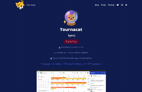 startuptile Tournacat – Sync esports schedules to Google Calendar-