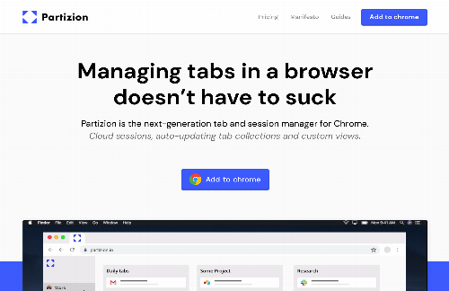 startuptile Partizion-A beautiful cloud synced tab and session manager for Chrome