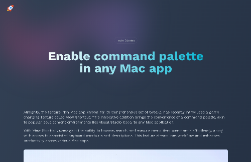 startuptile Enable Xcode 15 Quick Action style command palette in any Mac app-