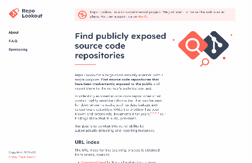 startuptile Repo Lookout-Large-scale security scanner to find exposed repositories