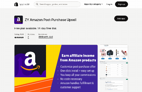 startuptile Amazon Post-Purchase Upsell (Shopify app)-Upsell any Amazon product + earn commission