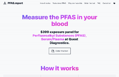 startuptile PFAS.report – Measure the forever chemicals in your blood via Quest-