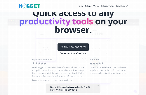 startuptile Browser extension for quick access to any productivity tools as widgets-