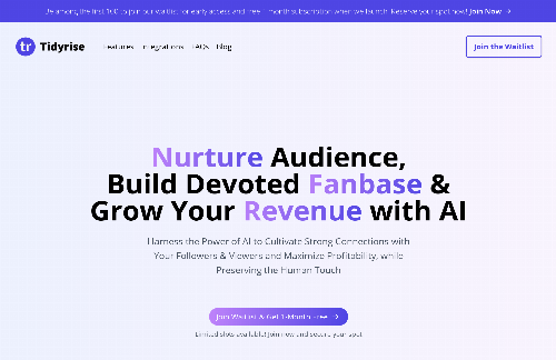 startuptile Tidyrise-Nurture Audience | Build Fanbase | Grow Your Revenue