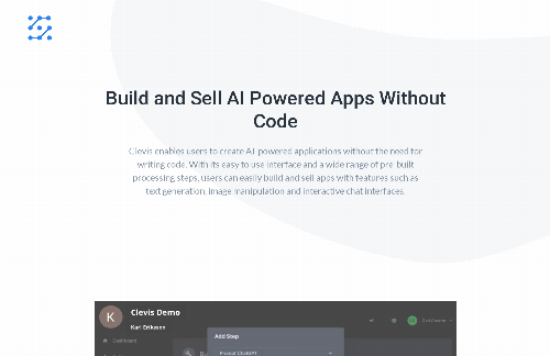 startuptile Clevis – Build and sell AI powered apps without code-