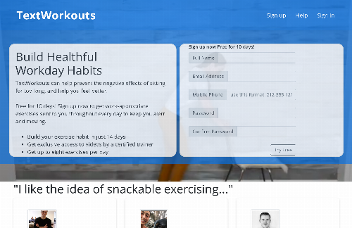 startuptile TextWorkouts-Snackable Exercises Texted