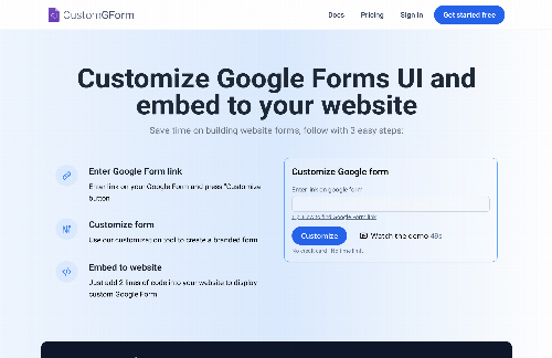 startuptile Customize Google Forms and embed to your website-