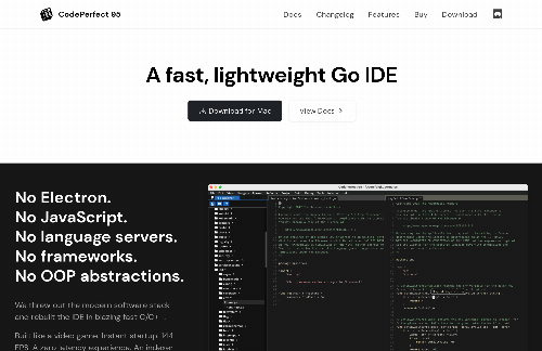 startuptile CodePerfect, a fast, lightweight IDE for Go-