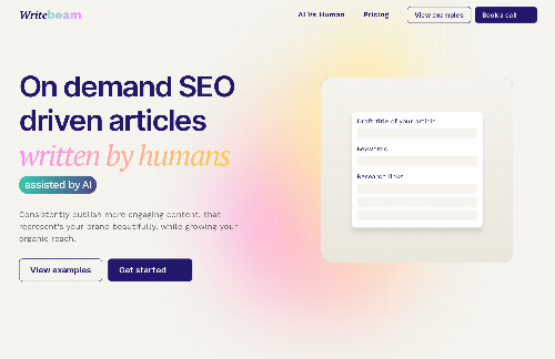 startuptile Writebeam-On Demand SEO Driven Articles by Humans assisted by AI